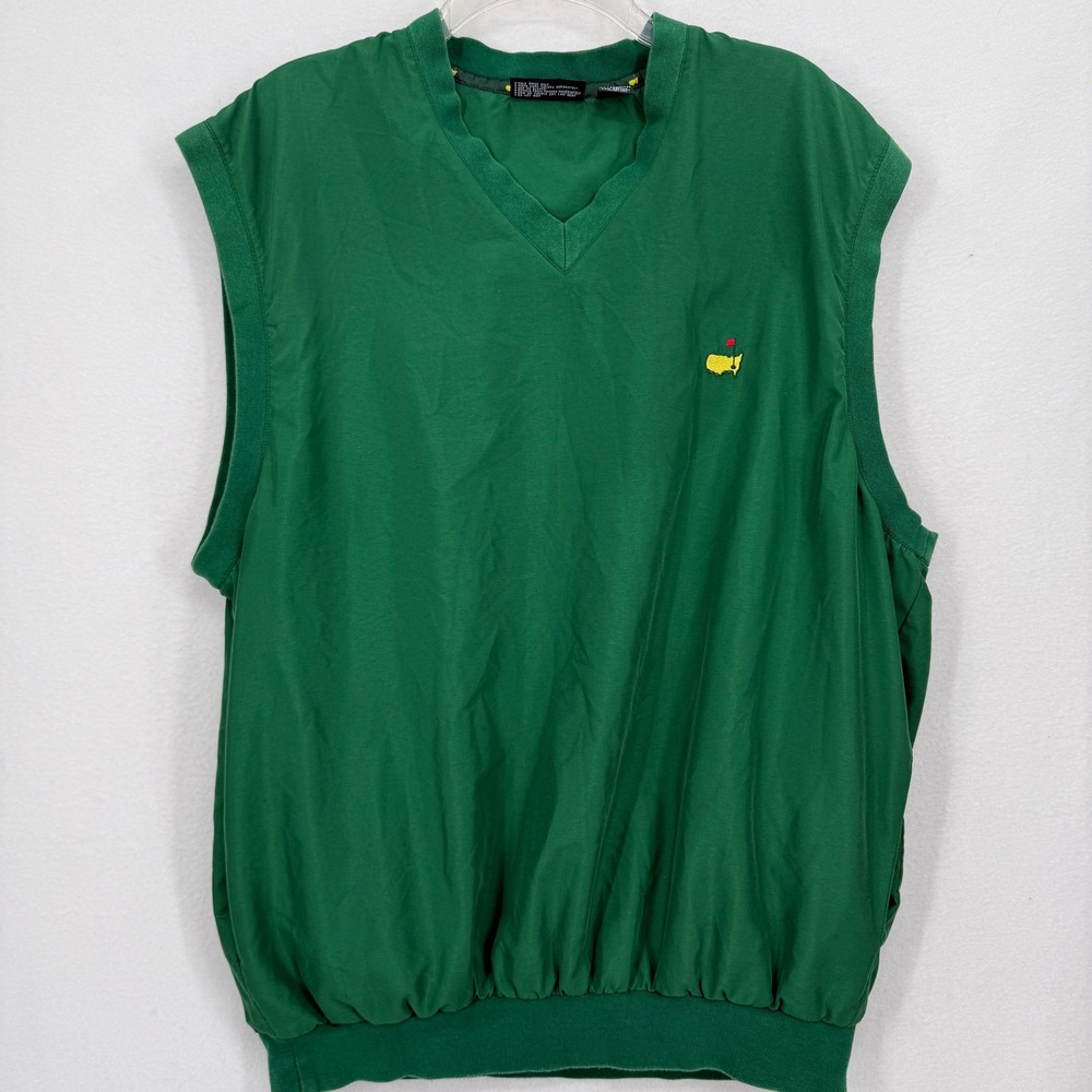Masters Collection Golf Wind Vest‎ Mens Large Green Microfiber V-Neck Mesh Lined